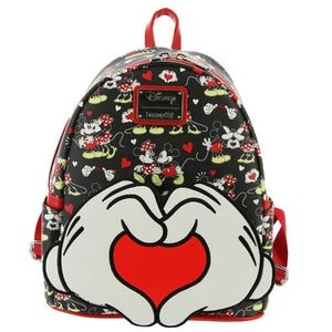 Loungefly Mickey Mouse and Minnie Mouse Heart Hands Mini-Backpack
